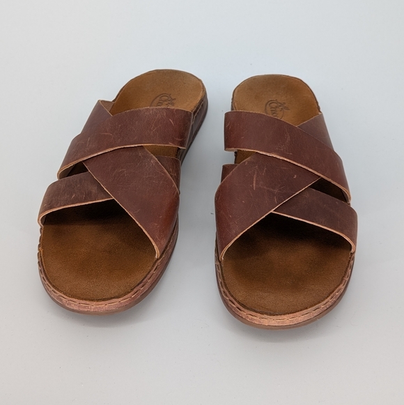 Chaco Shoes - Chaco Wayfarer Slide Leather Cross-Strap Sandal | Size 9 | Toffee Brown Summer
